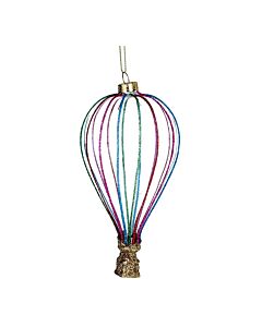 Gisela Graham - Clear Glass Glitter Ribbed Hot Air Balloon
